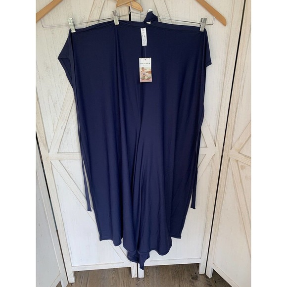 Halara 2 Ways To Wear Wrap Palazzo Pants / Cowl Neck Split Leg Jumpsuit Navy M - Picture 12 of 15